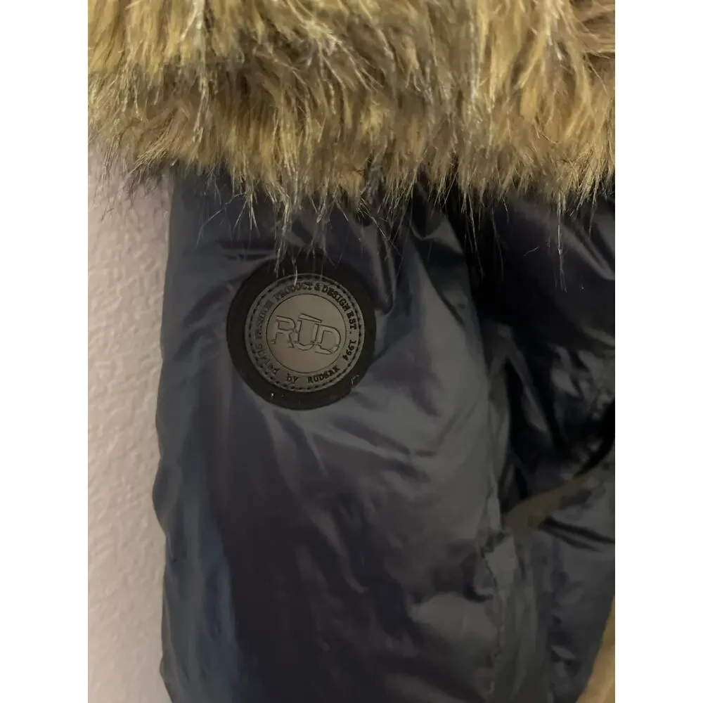 RUDSAK RUD Down Parka Jacket Faux Fur Hood Belted Sz XXL Ski City Winter Luxury - Picture 7 of 12
